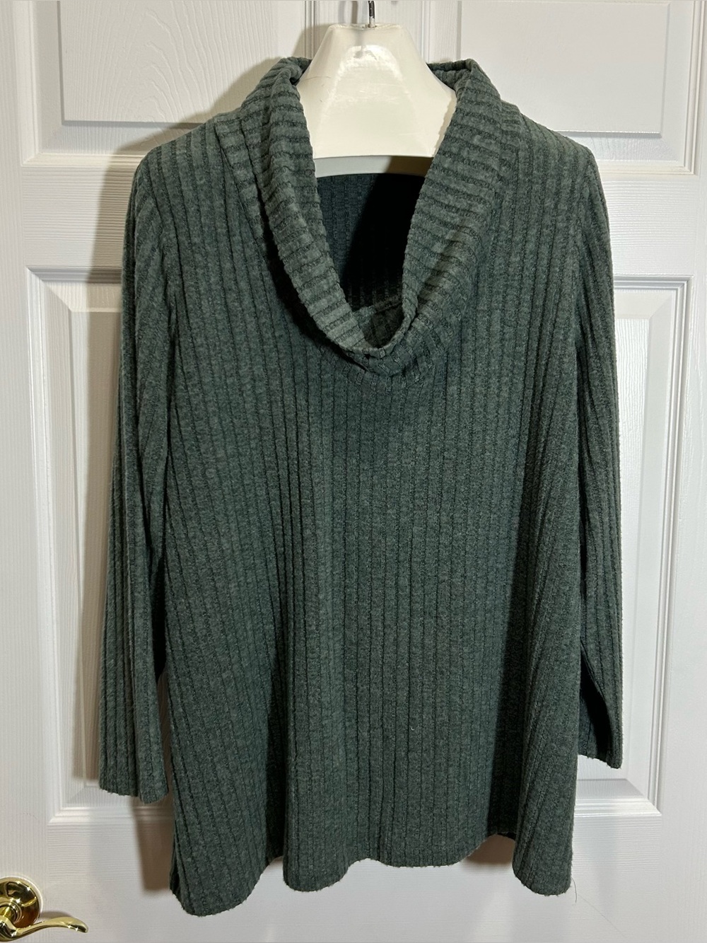 BloomChic Ribbed Cowl Neck Sweater - Sage Green